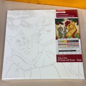 Craft Smart Canvas Painting Kit includes 13 pieces canvas paint brushes marker